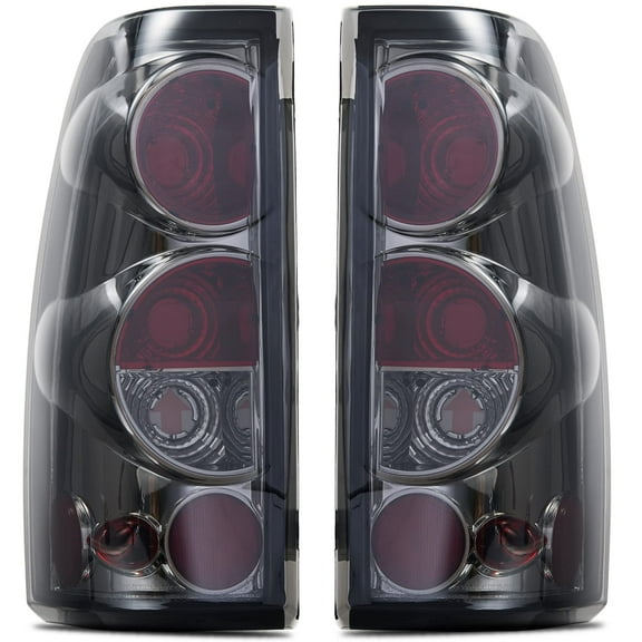 Chrome Tail Lights Rear Lamps Compatible With 1999-2007 Chevy Silverado GMC Sierra 1500 2500 3500 ;Pair;NO Bulbs; Smoke Lens