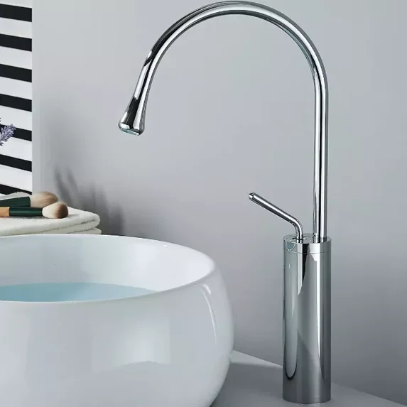Chrome Tall Bathroom Sink Faucet Single Handle Vessel Vanity Faucet Mixer Taps