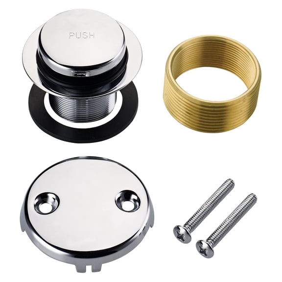 Chrome Tip Toe Bathtub Tub Drain Conversion Kit Assembly, Wellup Tub Drain Trim Kit with Two Hole Overflow Faceplate, Chrome Polished