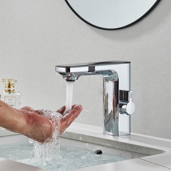 Chrome Touchless Bathroom Faucet Automatic Sensor Sink Vanity Mixer Faucet 1Hole
