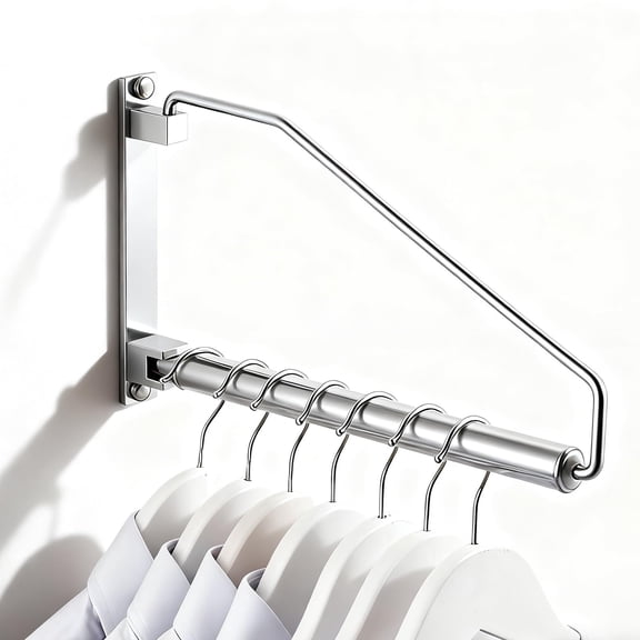 Chrome Triangle Wall Mounted Swing Arm Clothes Rack Space Saver