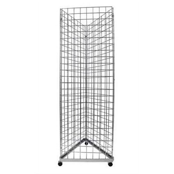 SSWBasics Chrome Triangle Wire Grid Tower with Base and Casters - Triangle Wire Grid Tower