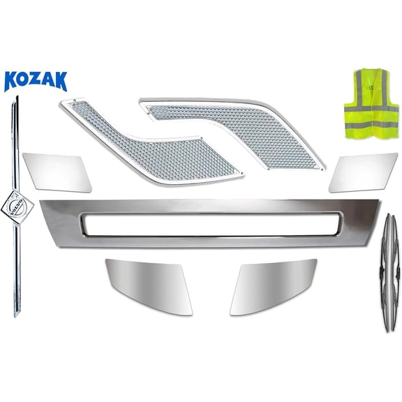 Chrome Trim Set - Center Bumper Cover, Trim Covers, Behind the headlight Trims, Air Intake Vents ForVolvo VNL 2016-2017