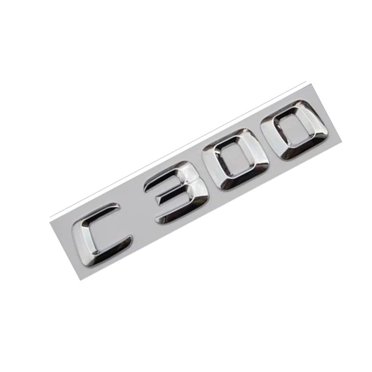 Silver Chrome C300 Letter Badge – Rear Boot Trunk Emblem For Mercedes Benz – Adhesive Metallic Finish