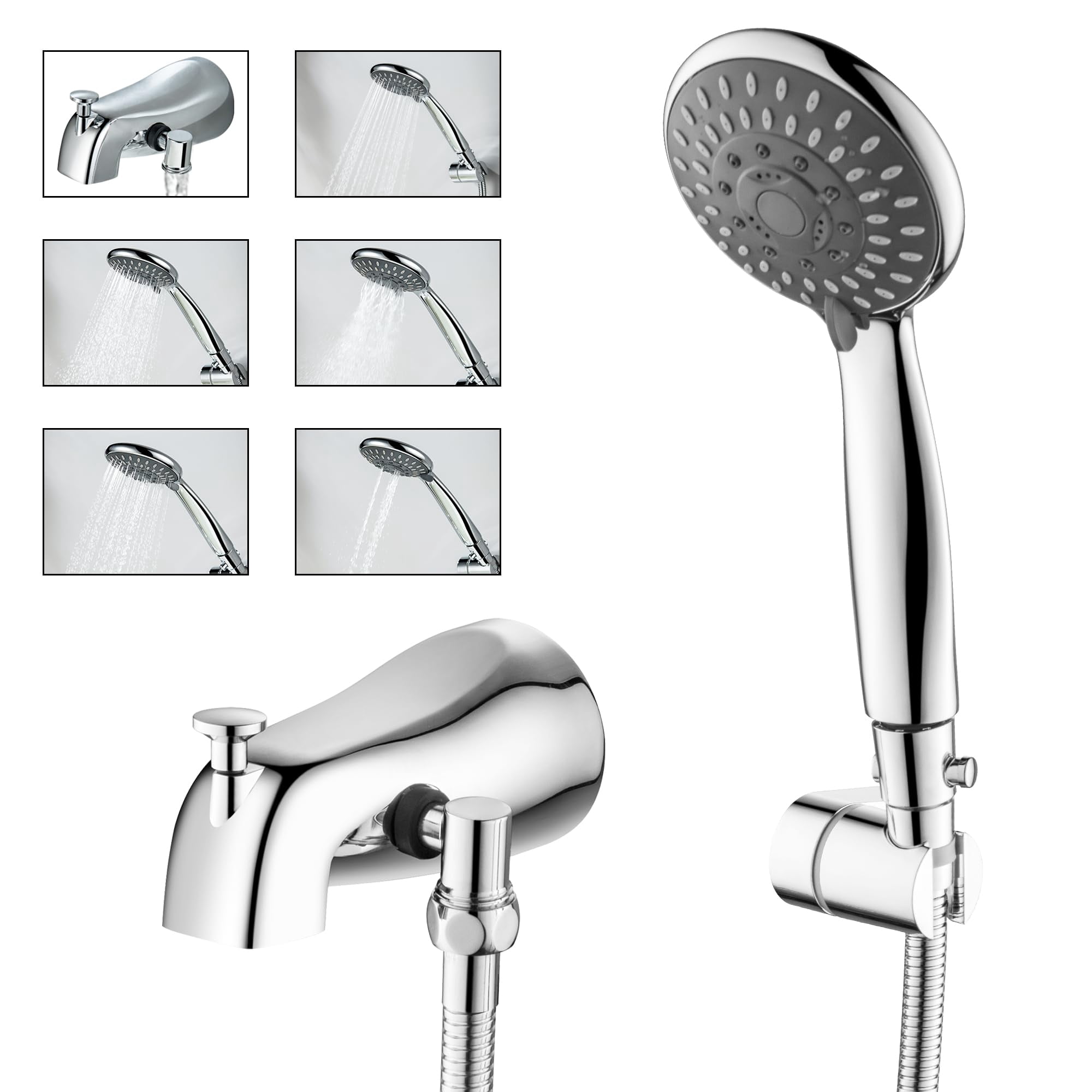 Chrome Tub Spout With Diverter, All Metal Bathtub Faucet Set