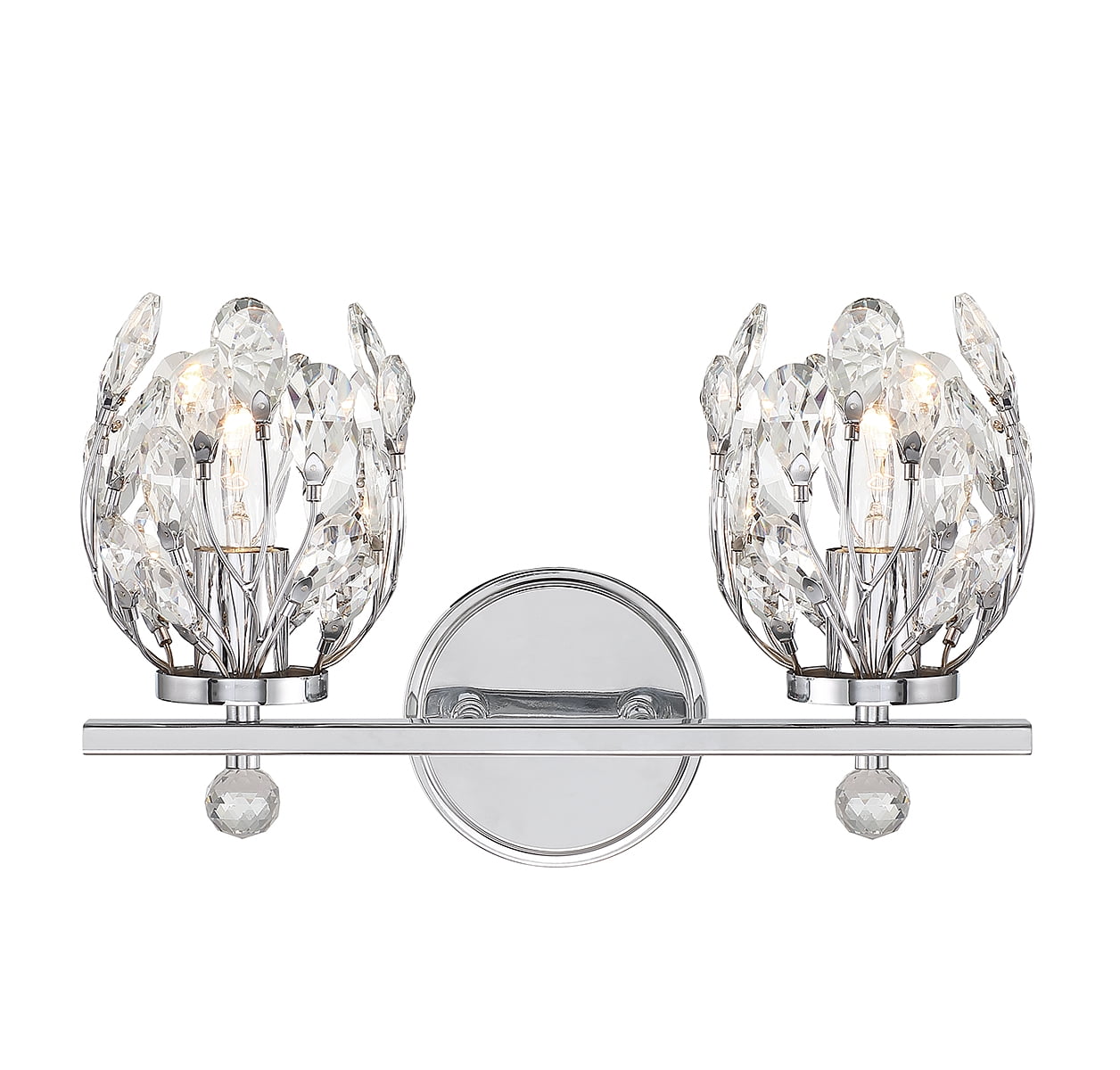 Chrome Crystal 2-Light Dimmable Bathroom Vanity Fixture