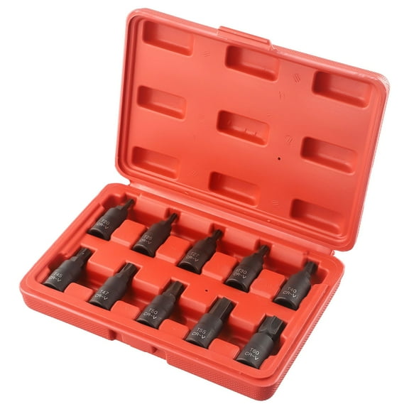 Chrome Vanadium Alloy 10pc Hex Socket Set for Manual Wrench, Socket Set for Boat, Automotive, Mechanical Repairs, Durable Toolset for Construction, DIY Projects