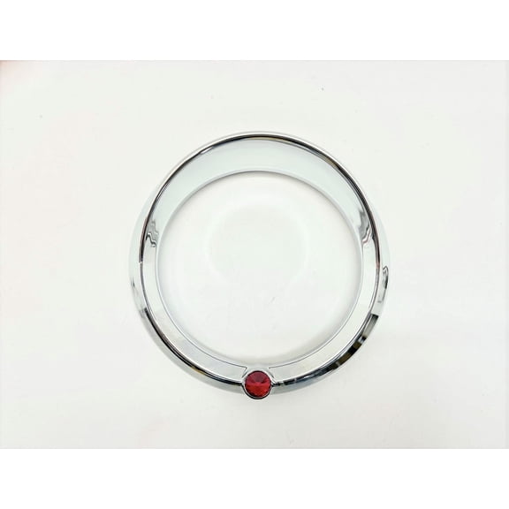 Chrome Visor Bezel W/Red Crystal For 2006+ Peterbilt 379, 389, 388, 387, 386