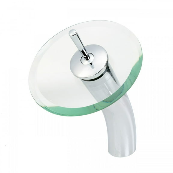 Chrome Waterfall Faucet 12" w/Clear Glass Disc and Supply Lines Brass Tap for Bathroom Basin Sink| Renovators Supply
