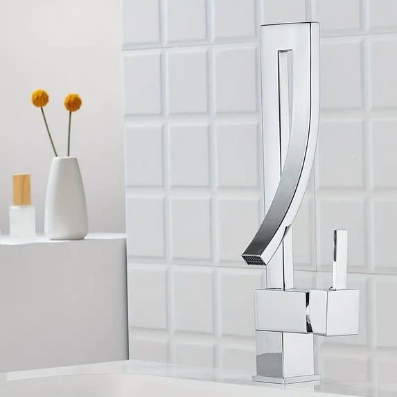 Chrome Waterfall Vanity Faucet Single Handle Bathroom Sink Basin Faucet 1 Hole