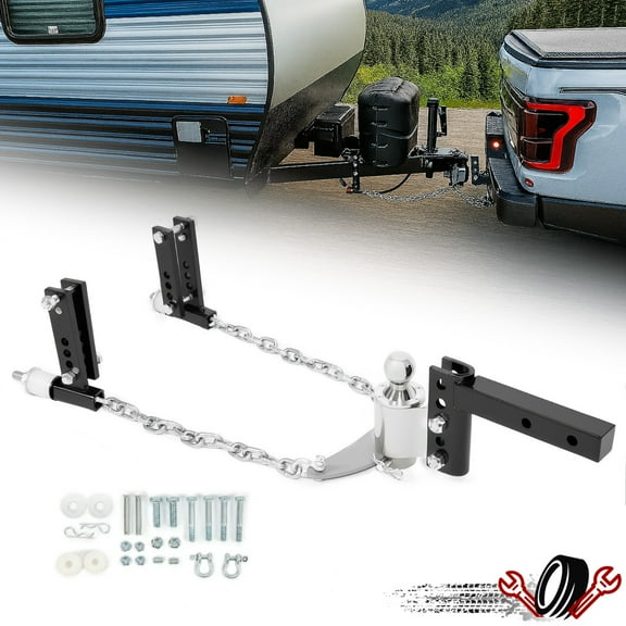 Chrome Weight Distribution Hitch w/ Sway Control For 4" Drop/Rise 2-5/16" Ball