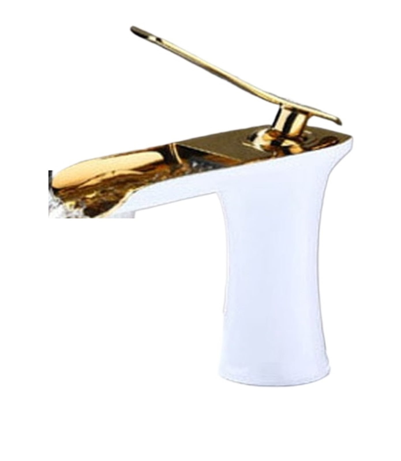 Chrome White Basin Faucet, Deck Mounted Waterfall Bathroom Vessel Sink Mixer Tap, Single Handle Hot Cold Water Tap ,Easy to Install