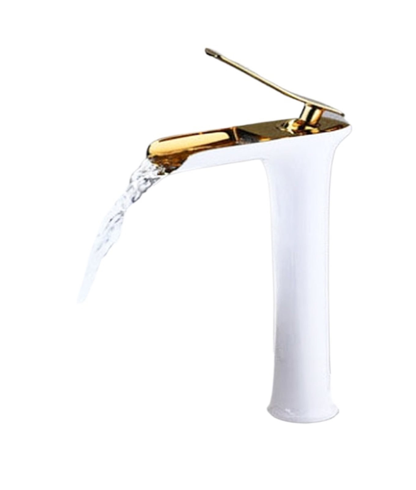 Chrome White Basin Faucet, Deck Mounted Waterfall Bathroom Vessel Sink Mixer Tap, Single Handle Hot Cold Water Tap ,Easy to Install