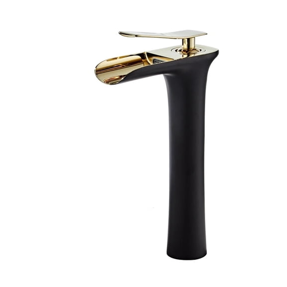 Chrome White Basin Faucet, Deck Mounted Waterfall Bathroom Vessel Sink Mixer Tap, Single Handle Hot Cold Water Tap ,Easy to Install