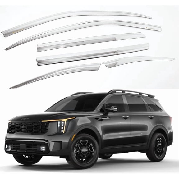 Chrome Window Visor Sun Rain Vent Guard 6p for 2026 Sorento