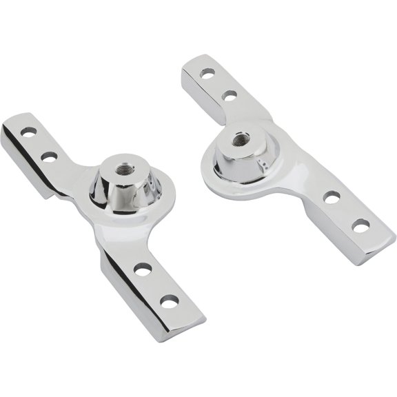Speedway Motors Chrome Windshield Hinges, Non-Functional Steel Mounting Hardware Pair, 7.38" Overall Length, Compatible with 1909-22 Ford Model T Roadsters