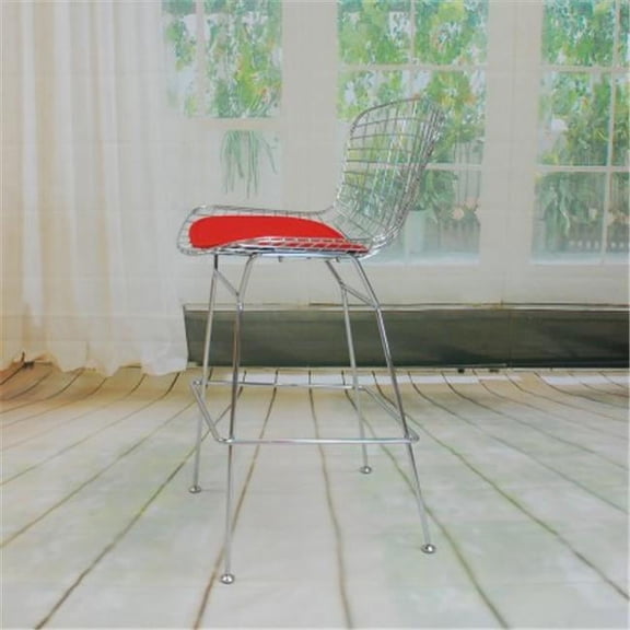 Chrome Wire Bar Stool Red