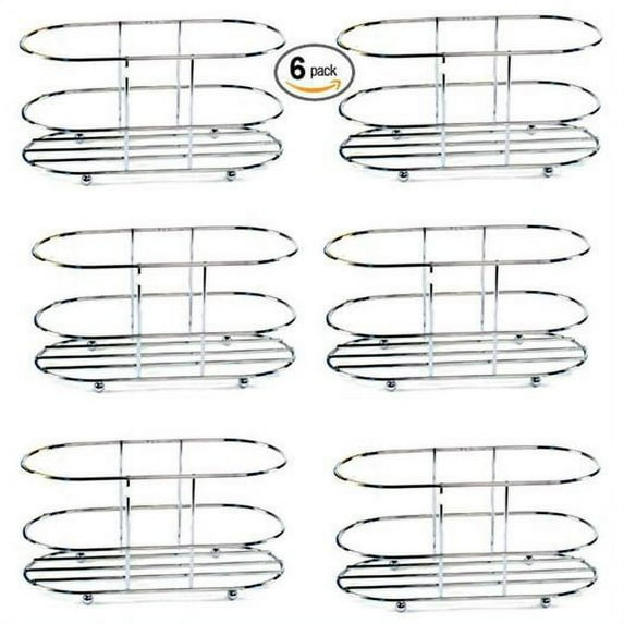 Chrome Wire Basket Oval 6 x 3.25 x 3 - 6 Pack Gift Bundle