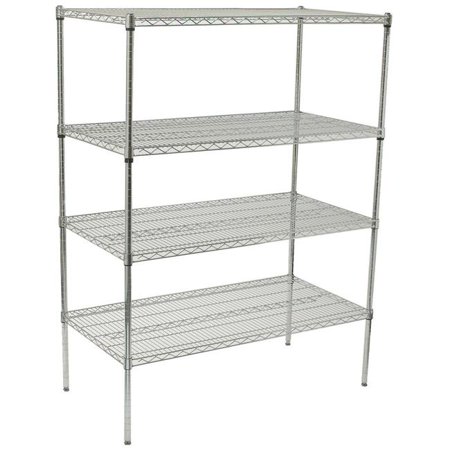Winco VCS-2448 4-Tier Wire Shelving Set, Chrome-Plated - 24 x 48 x 72 in.