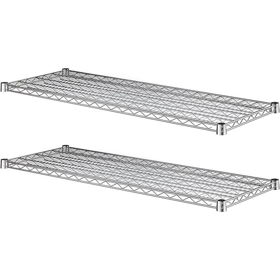 Chrome Wire Shelf for Shelving Units, 2-Pack 18" x 48" Replacement Shelves for Wire Rack, NSF Additional Heavy Duty Wire Shelving