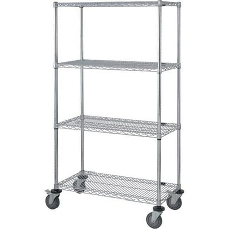 Chrome Wire Shelving 4-Shelf Stem Caster Cart - 74 in.