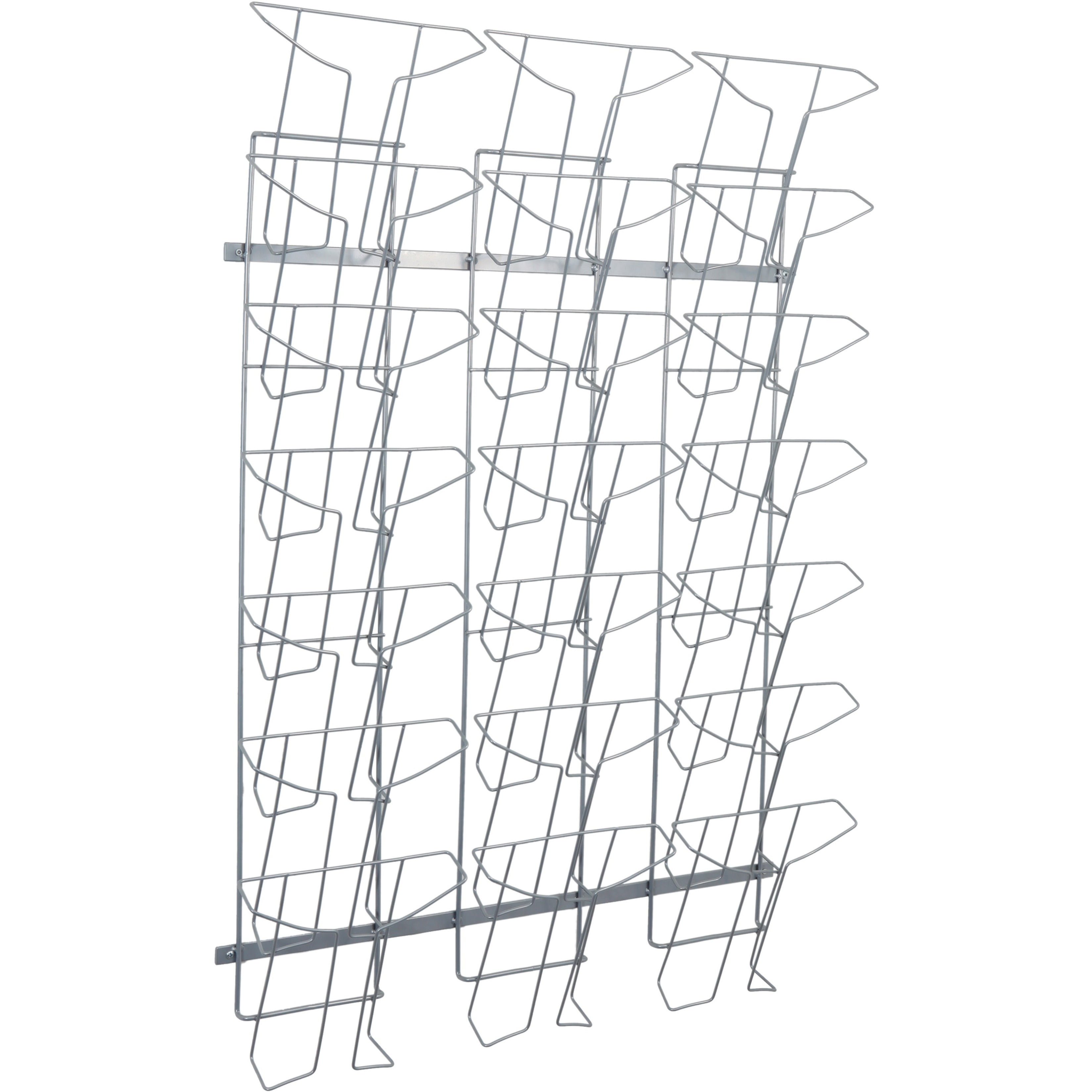Silver Metal Wall Mounted 21-Compartment Literature Holder