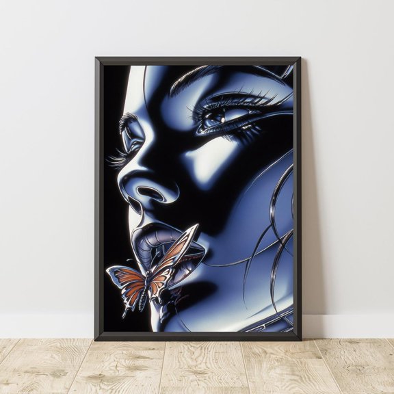Chrome Woman Futuristic Portrait Poster Unframed Paper Print