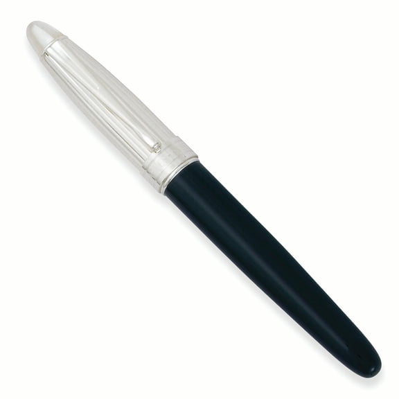 Chrome and Black Gemstone Pentop Roller Ball Pen