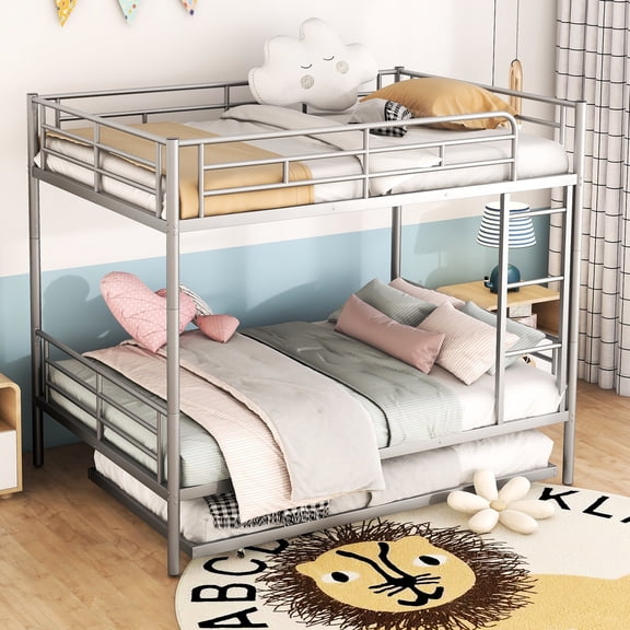 Chrome - finished Iron Bunk Bed with Trundle | Ideal for growing families, split into 2 beds