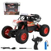 ChromeWheels 1:20 Alloy Remote Control Car, 2.4GHz 15+km/h High Speed RC Cars Toys with Headlights, 4WD Off Road Remote Control Truck s Gift Toys for Girls Kids Boys,1 Batteries for 30mins Fun,Red