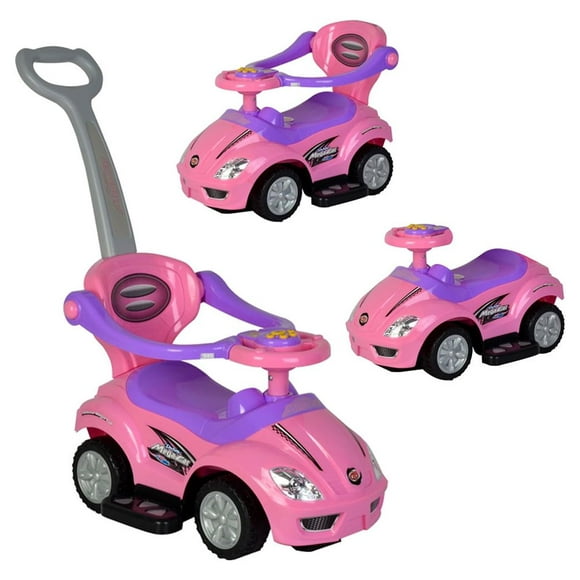 ChromeWheels 3 in 1 Ride on Toys Pushing Car with Guardrail Pink