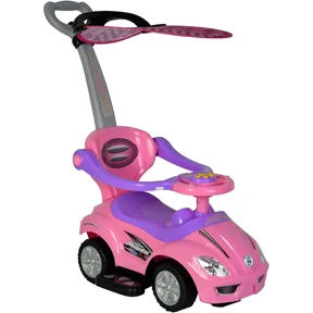 ChromeWheels 3 in 1 Ride on Toys Pushing Car with Removable Sun Visor Pink
