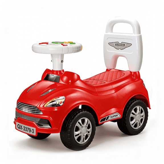 ChromeWheels Mini Ride On Push Car for Toddlers with Lights and Horn Steering Wheels, Balance Bikes, Red