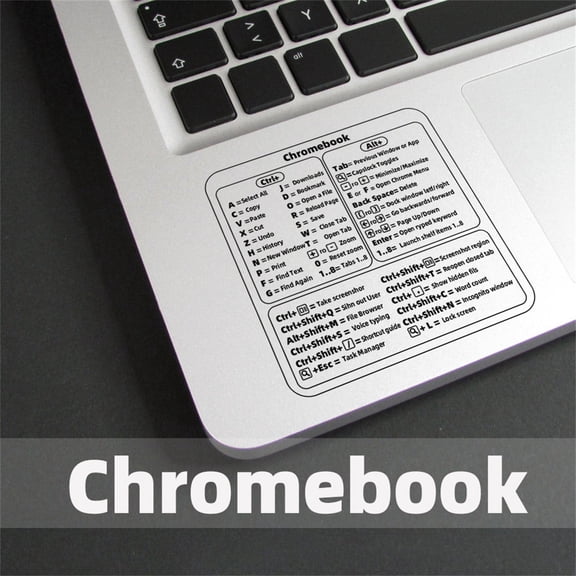 Chromebook Keyboard Shortcut Stickers, Quick Reference Guide for Word and Excel, Clear No-Residue Vinyl Productivity Skins for Laptop Computer Keyboards