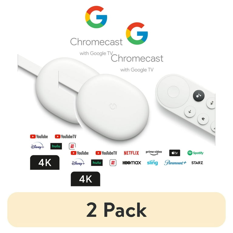 2 pack) Chromecast with Google TV - Streaming Entertainment in 4K HDR 