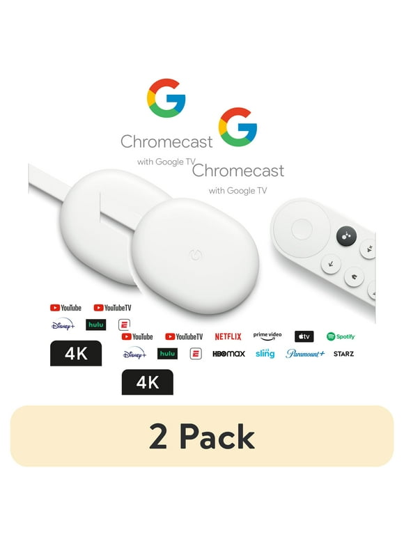 (2 pack) Chromecast with Google TV - Streaming Entertainment in 4K HDR