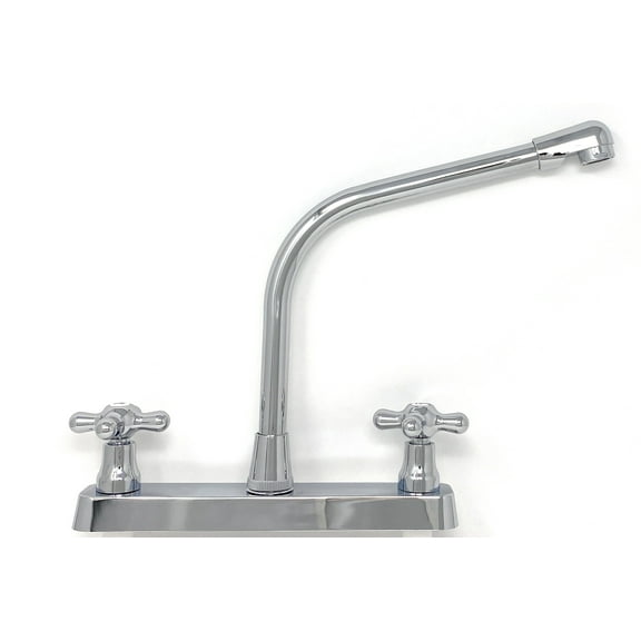 Chromed Surface High-Rise Swivel Spout Kitchen Faucet 8-inch Center Set [3015 PC] ADA Strong Plastic (P.O.M.) Body