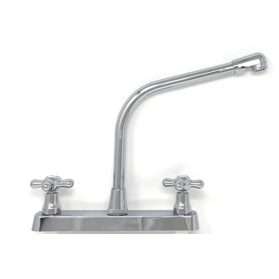Chromed Surface High-Rise Swivel Spout Kitchen Faucet 8-inch Center Set [3015 PC] ADA Strong Plastic (P.O.M.) Body