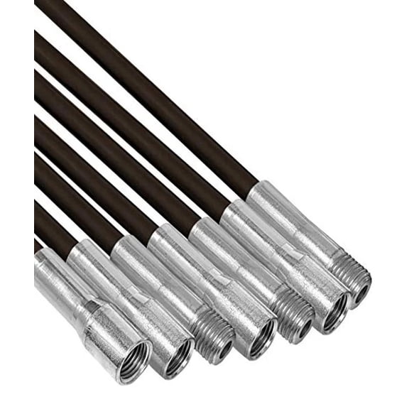 Chromex 7-Piece Fiberglass Chimney Rod Kit, 21 Ft Length, Flexible Interlocking Rods with Threaded Steel Connectors