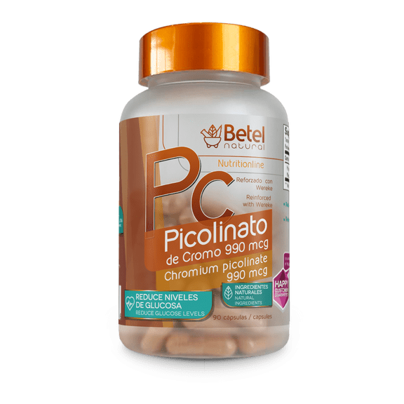 Premium Picolinato de Cromo Reforzado con Wereke Caps by Betel Natural - Healthy Carb Metabolism - 90 Caps