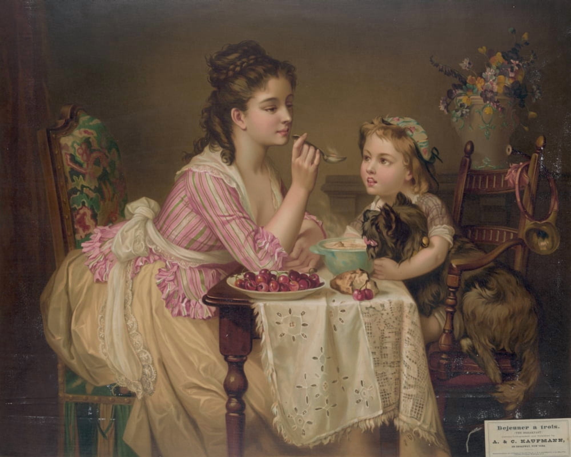 Chromolithograph c1873 Djeuner trois Canvas Art - A & C Kaufmann (24 x 36)