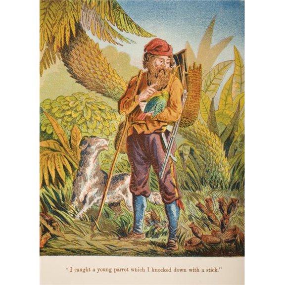 Chromolithographic Illustration From Life & Adventures of Robinson Crusoe by Daniel Defoe From A Softback Edition Published Poster Print - 12 x 17