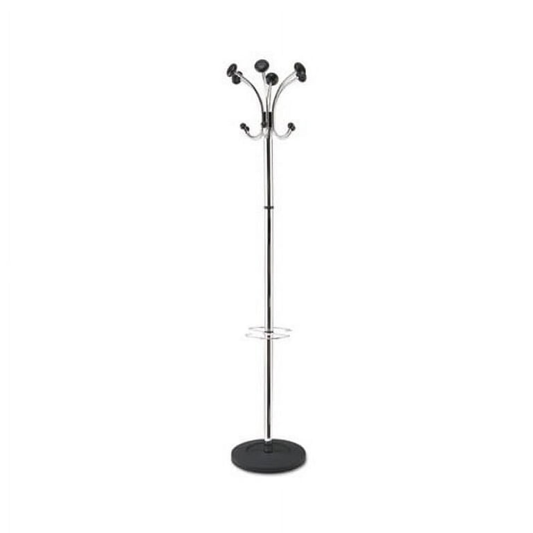 Chromy Coat Stand, 12 Knobs, 16w x 16d x 70.5h, Chrome/Black Chromy Coat Stand, 12 Knobs, 16w x 16d x 70.5h, Chrome/Black