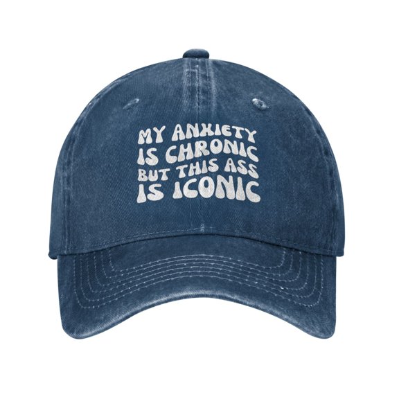 My Chronic But This Ass is Iconic Baseball Cap Golf Dad Hat Adjustable Washed Denim Trucker Hats Unconstructed Snapback Cap for Men Women Unisex Adult,Navy