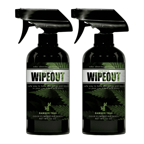Chronic Wipeout Smoke Odor Eliminator Spray for Deodorizing Smoke Smells 2 16 oz Bottles Bamboo Teak