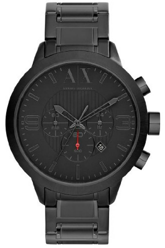 Chronograph Black Dial Black Ion-plated Mens Watch AX1277