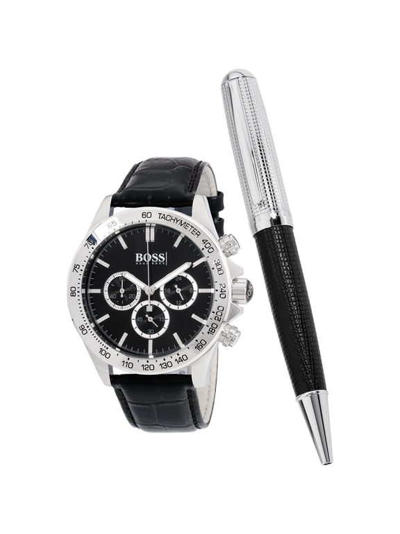 Chronograph Stainless Steel Mens Strap Watch Black Dial 1513178