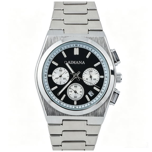 VORSEL Chronograph Watches for Men Stainless Steel Band Black Dial 42mm Luminous Date Tachymeter