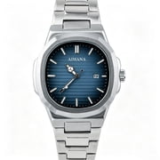Chronograph Watches for Men, Quartz Business Watch with Blue Dial, Stainless Steel Band, Luminous Hands & Date Display