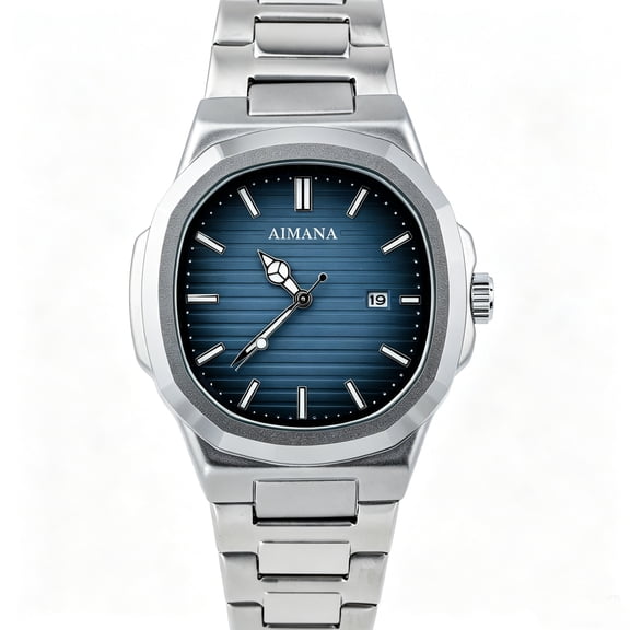 Chronograph Watches for Men, Quartz Business Watch with Blue Dial, Stainless Steel Band, Luminous Hands & Date Display